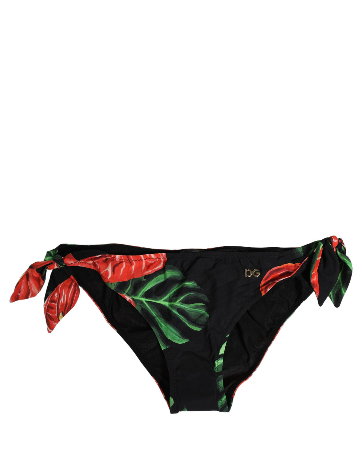 Dolce & Gabbana Black Floral Print Nylon Bikini Briefs