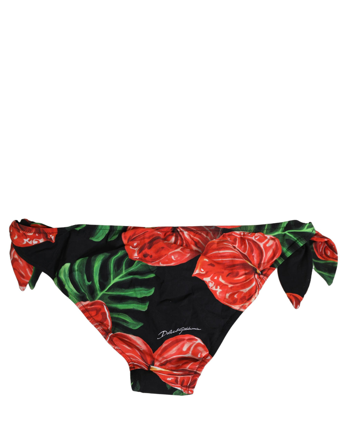 Dolce & Gabbana Black Floral Print Nylon Bikini Briefs