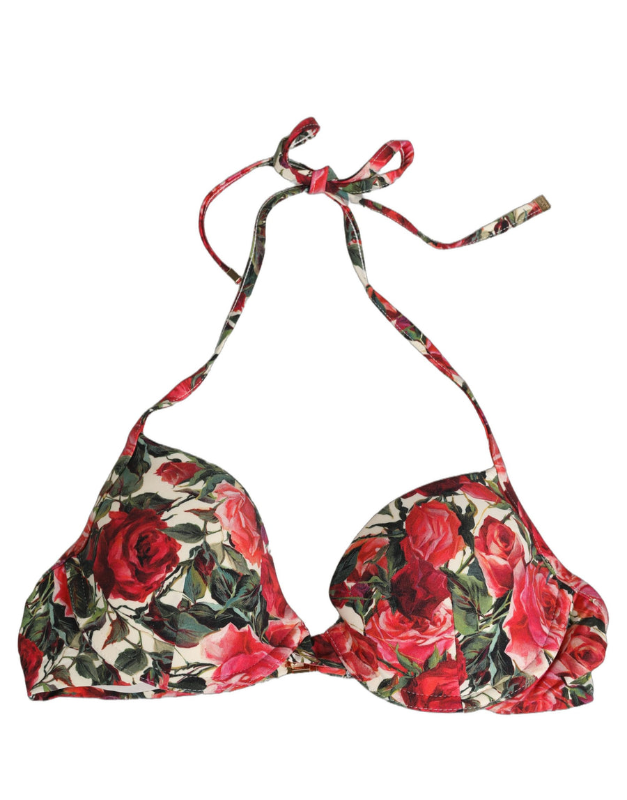 Dolce & Gabbana Multicolor Floral Print Bikini Top for the Beach