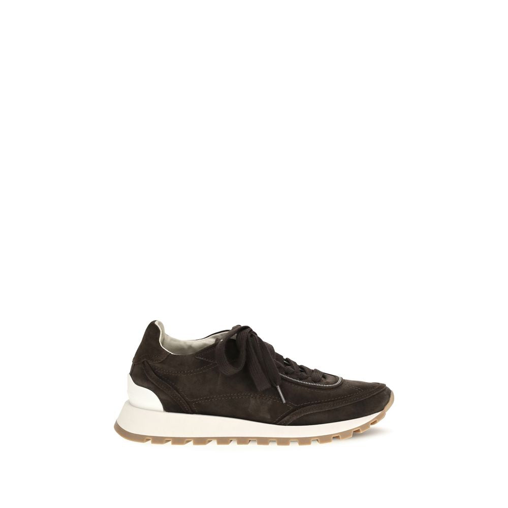 Brunello Cucinelli Brown Low-Top Suede Sneakers