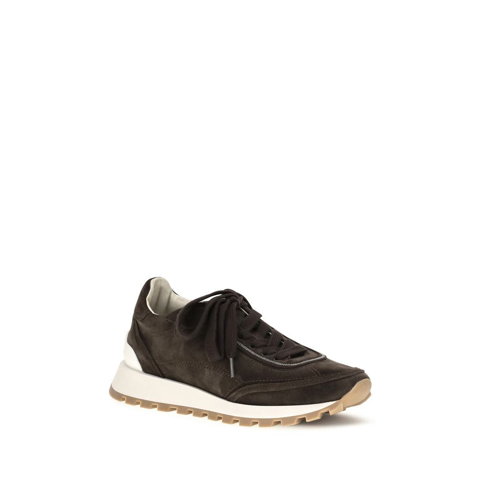Brunello Cucinelli Brown Low-Top Suede Sneakers