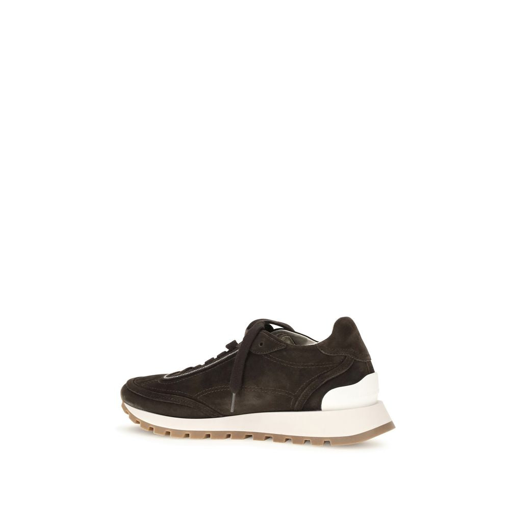 Brunello Cucinelli Brown Low-Top Suede Sneakers