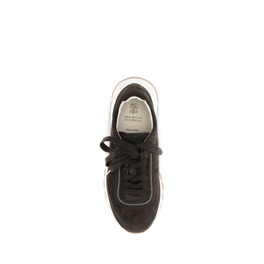 Brunello Cucinelli Brown Low-Top Suede Sneakers