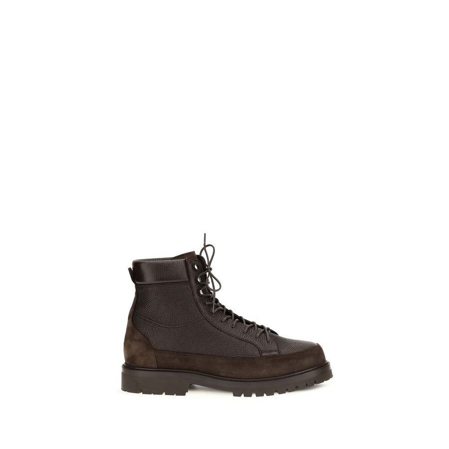Brunello Cucinelli Brown Deerskin Lace-Up Boots