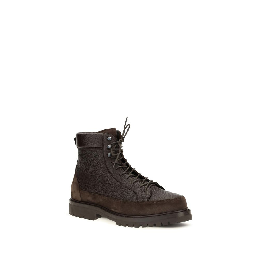 Brunello Cucinelli Brown Deerskin Lace-Up Boots