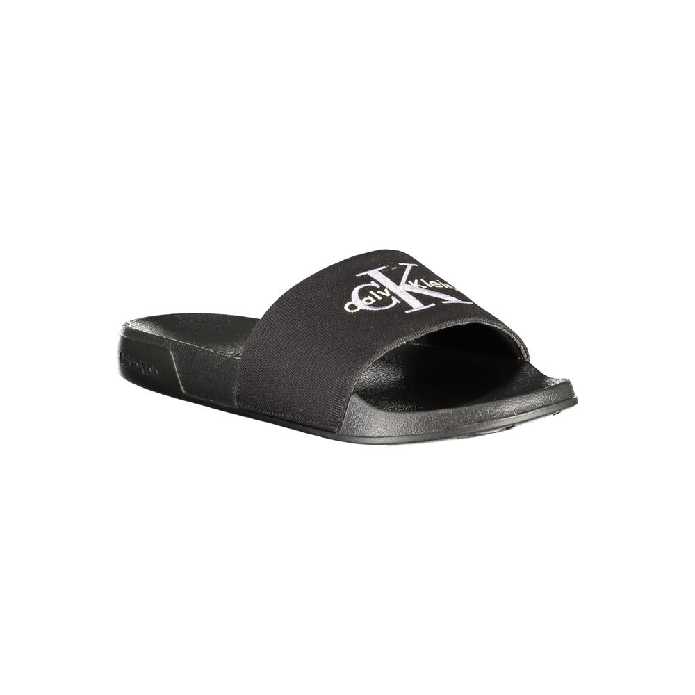 Calvin Klein Black Polyurethane Women's Slides