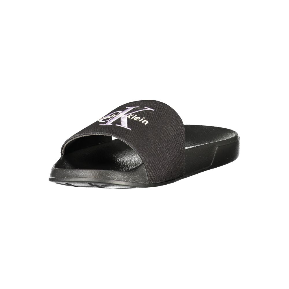 Calvin Klein Black Polyurethane Women's Slides