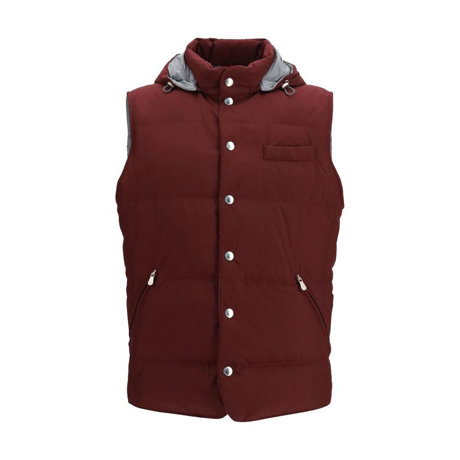 Brunello Cucinelli Sleeveless Jacket in Burgundy Polyester