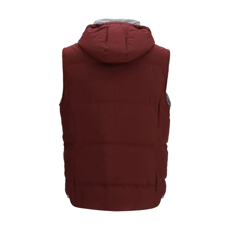 Brunello Cucinelli Sleeveless Jacket in Burgundy Polyester