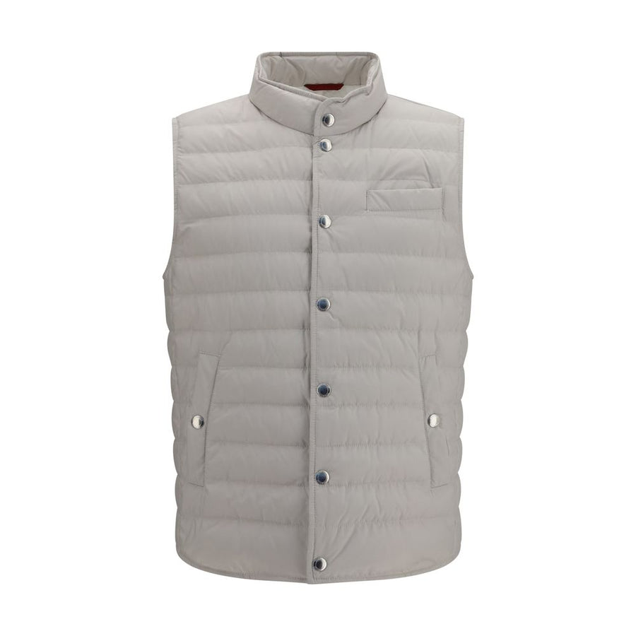 Brunello Cucinelli White Sleeveless Polyester Jacket