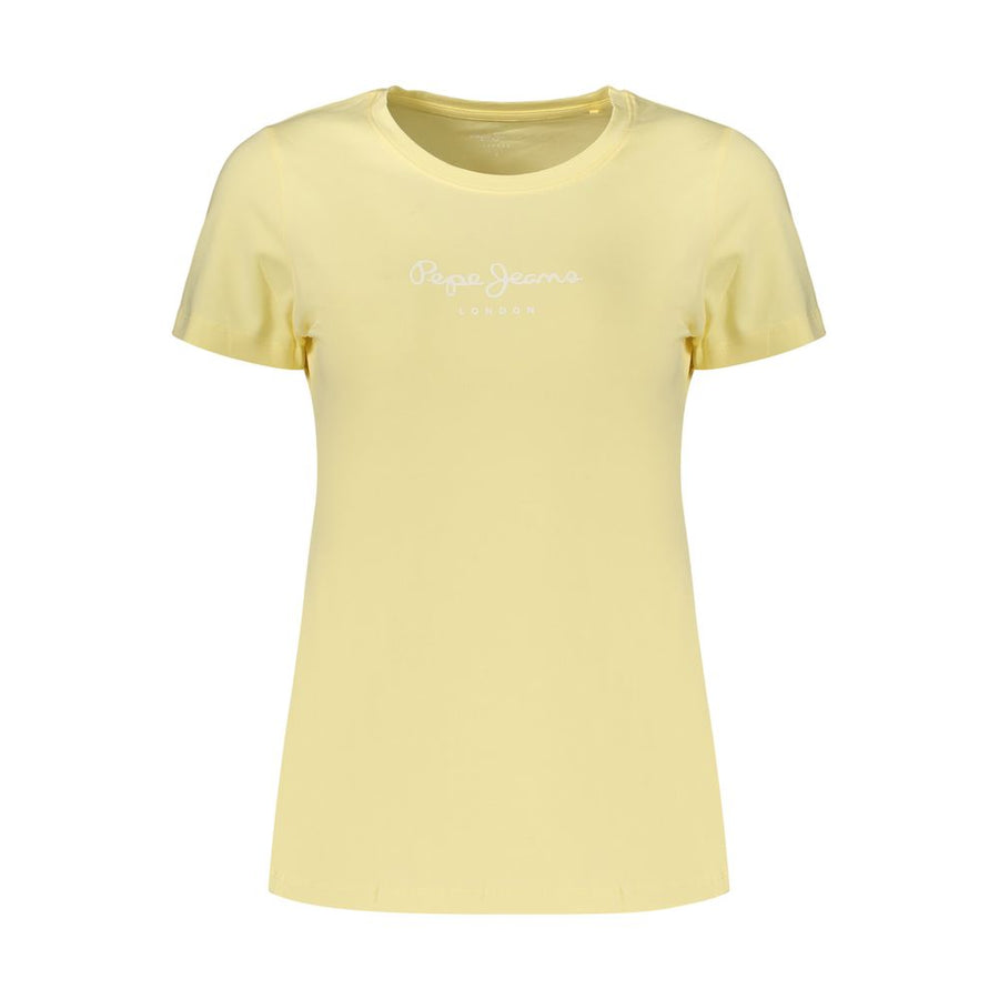 Pepe Jeans Gelbes Baumwoll-T-Shirt für Damen