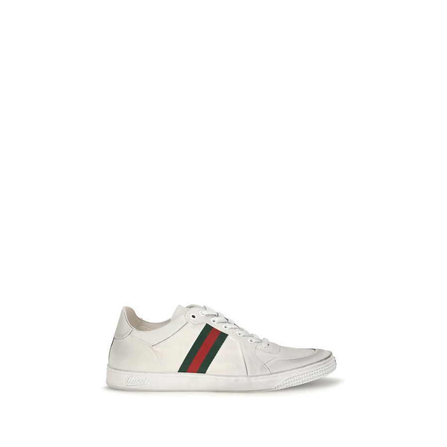 Gucci White Calfskin Low-Top Sneakers Bos Taurus