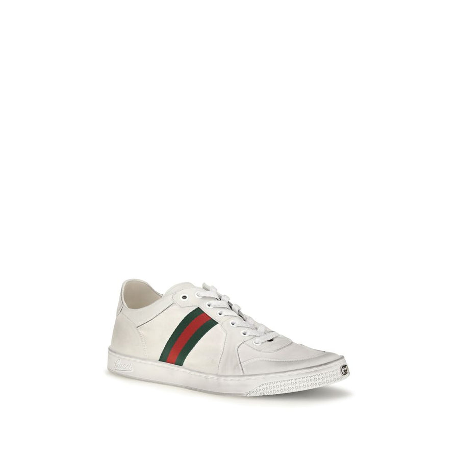 Gucci White Calfskin Low-Top Sneakers Bos Taurus