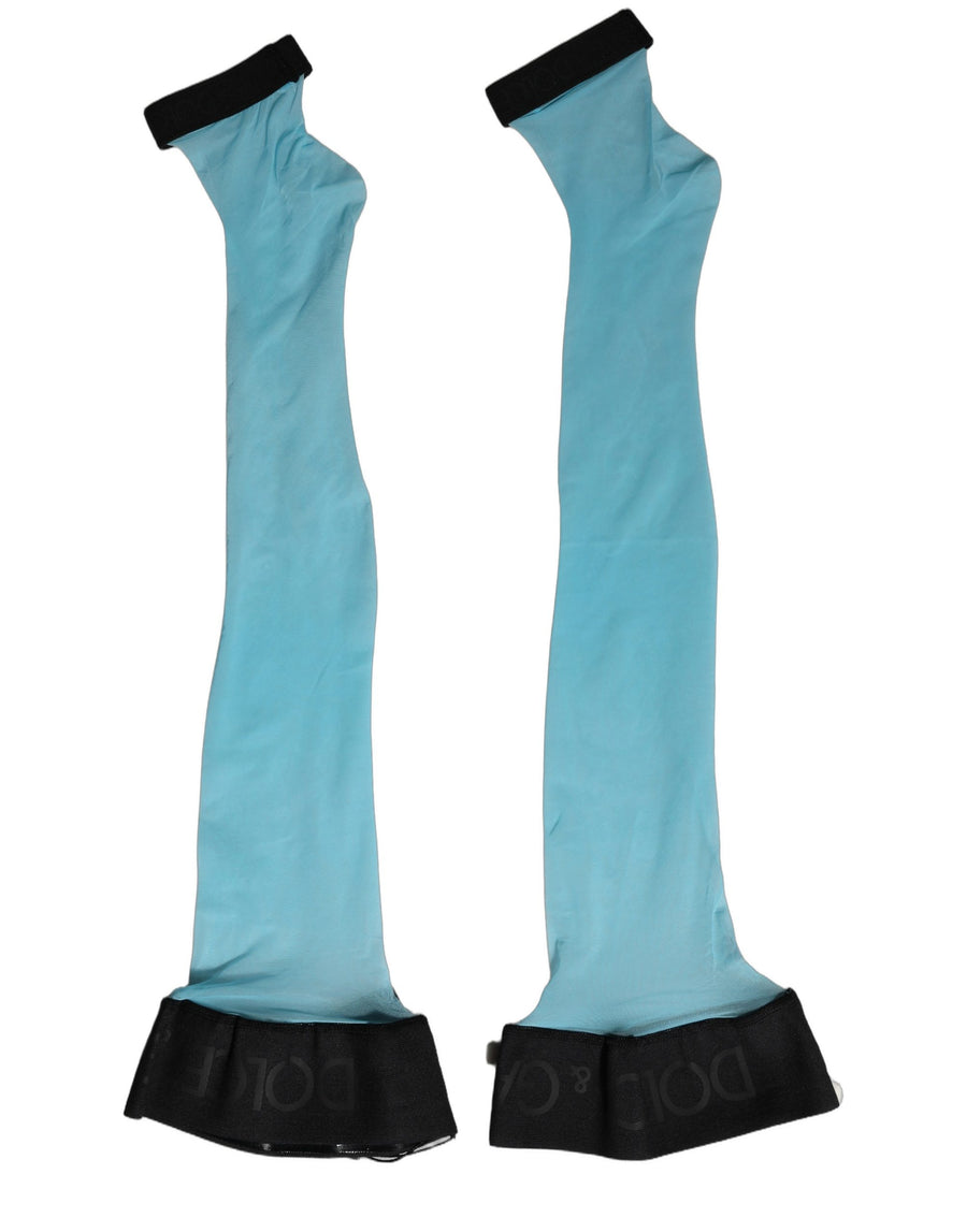 Dolce & Gabbana Light Blue Nylon Thigh-High Socks for Women