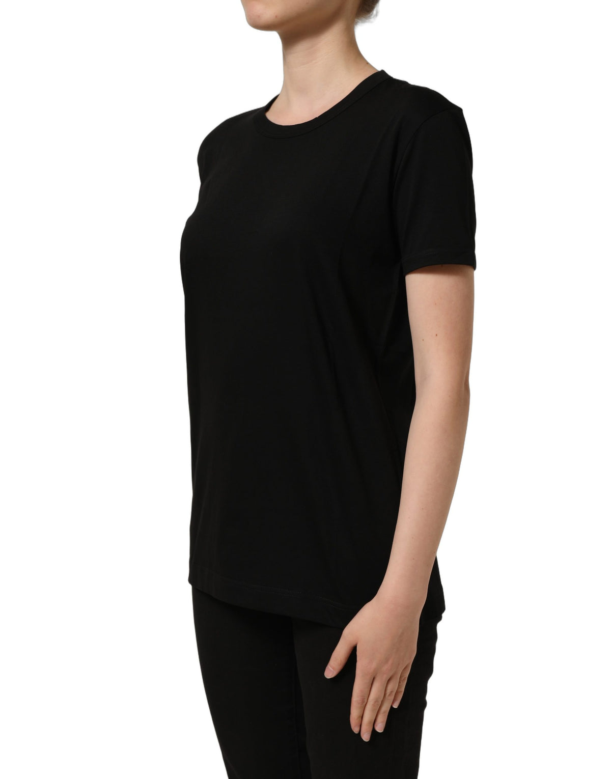 Dolce & Gabbana Black Cotton Crew-Neck Short-Sleeve T-Shirt