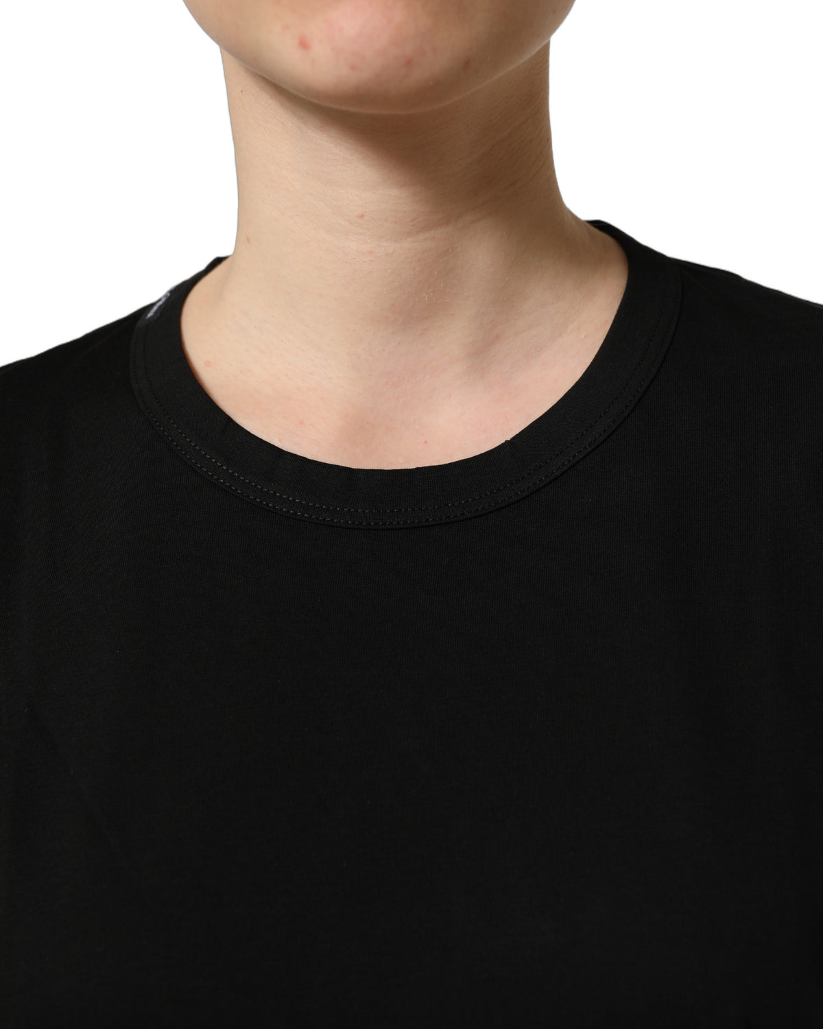 Dolce & Gabbana Black Cotton Crew-Neck Short-Sleeve T-Shirt