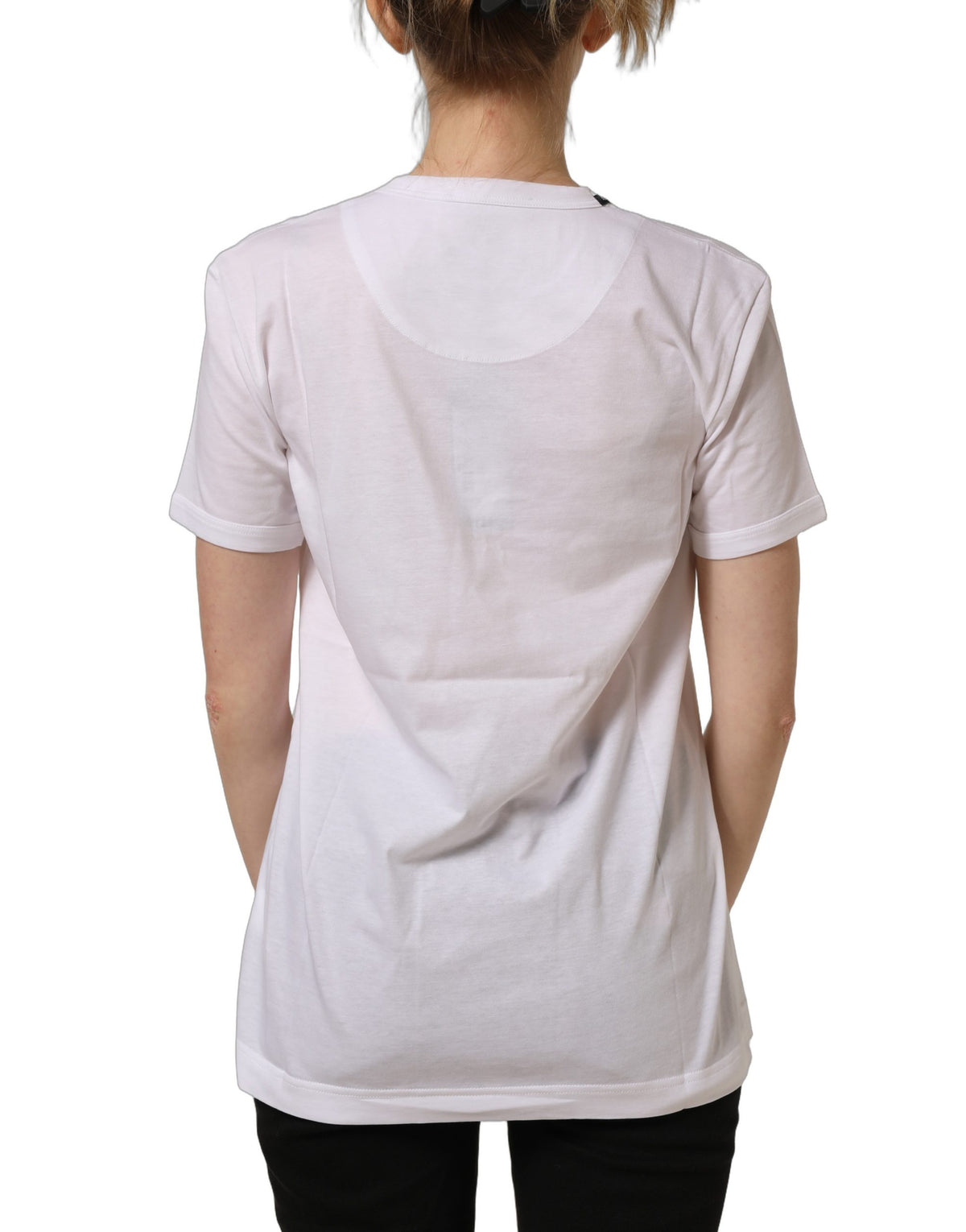 Dolce & Gabbana White Cotton T-shirt with Round Neck and Short Sleeves