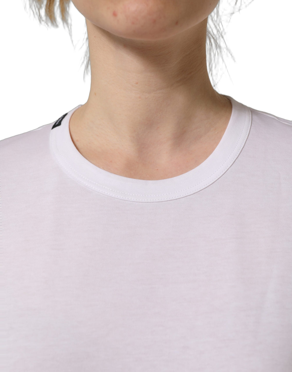 Dolce & Gabbana White Cotton T-shirt with Round Neck and Short Sleeves