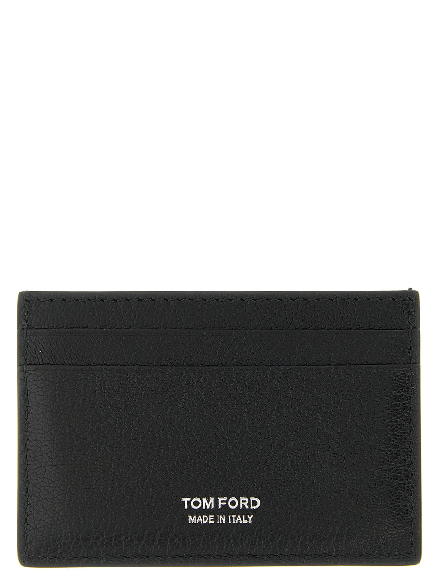 Tom Ford Kartenetui aus schwarzem Ziegenleder