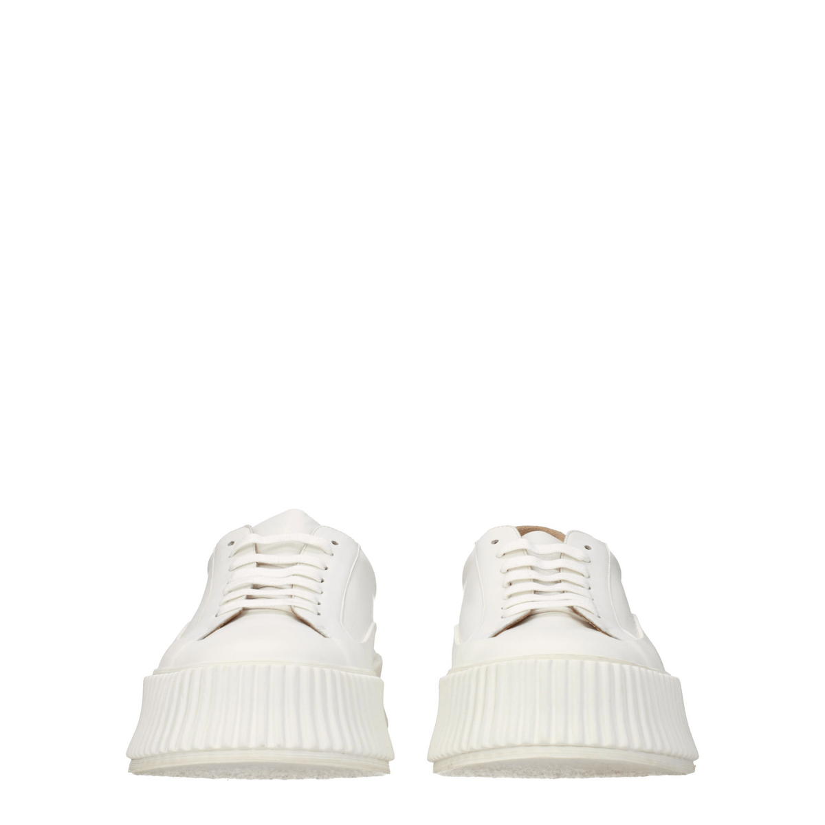 Jil Sander Weiße Leder Plateau-Sneaker