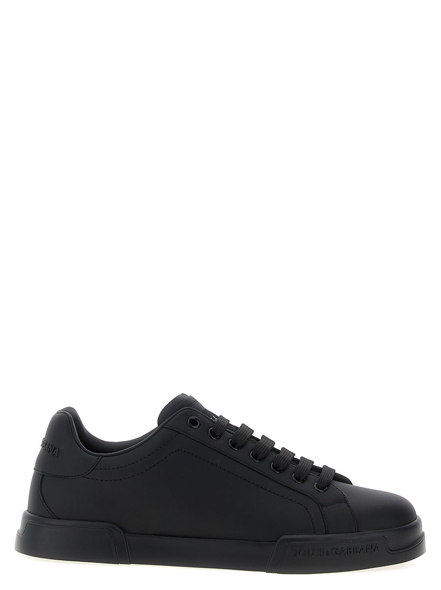 Dolce & Gabbana Black Calfskin Low-Top Sneakers