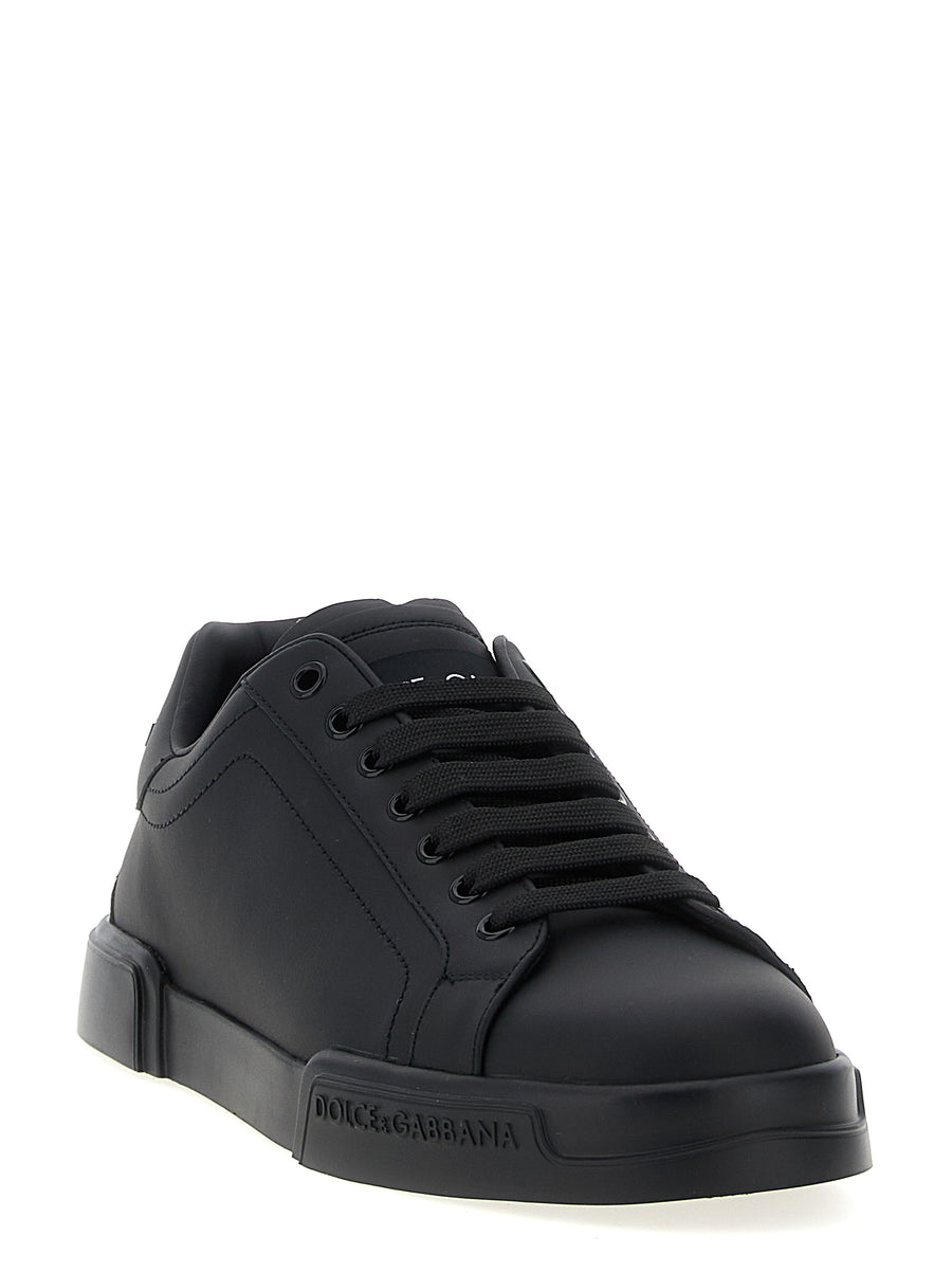 Dolce & Gabbana Black Calfskin Low-Top Sneakers