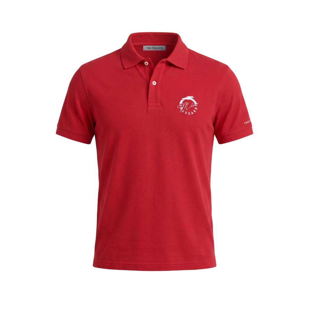 Trussardi Beachwear Red Cotton Men's Polo Shirt