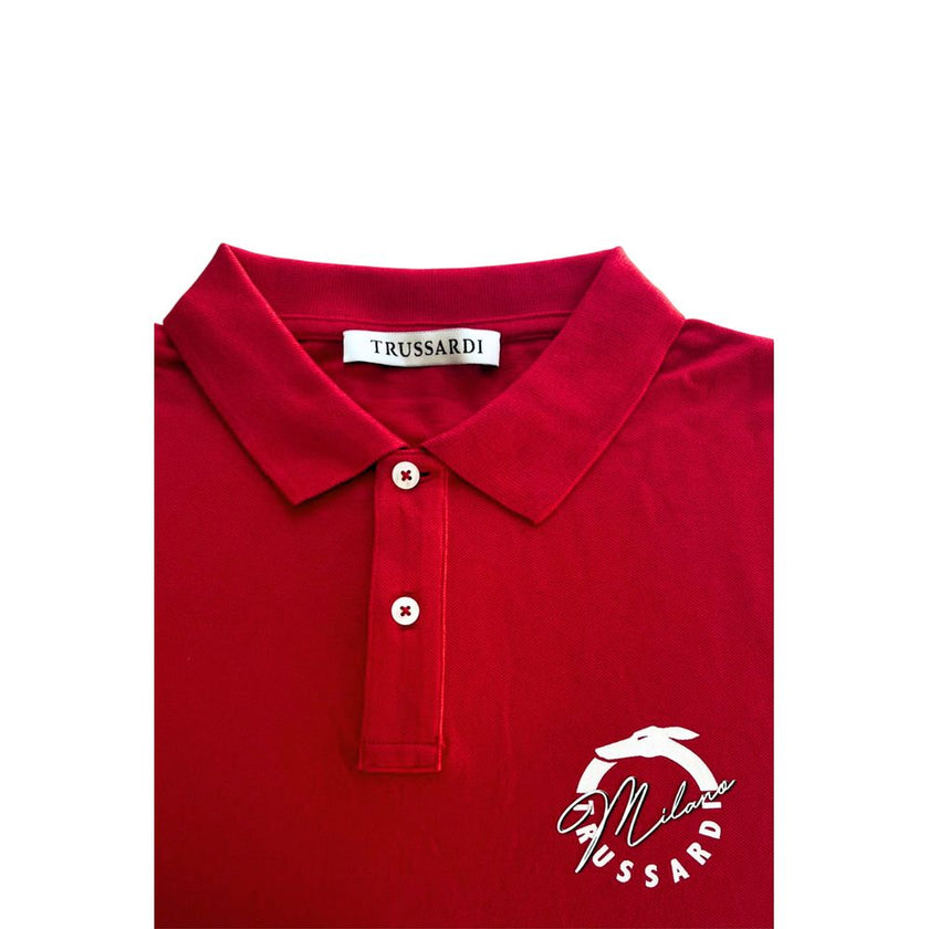 Trussardi Beachwear Red Cotton Men's Polo Shirt