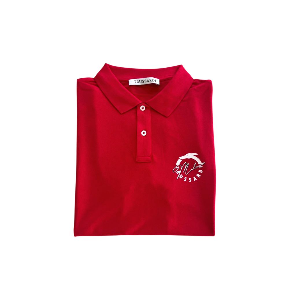 Trussardi Beachwear Red Cotton Men's Polo Shirt