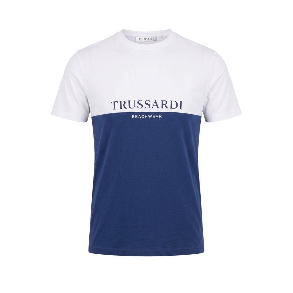 Trussardi Beachwear Blu Baumwoll-T-Shirt für Herren