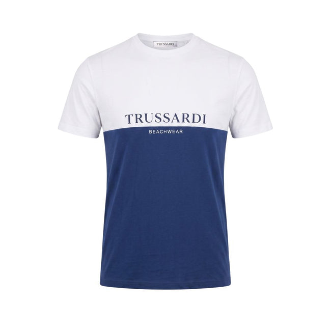 Trussardi Beachwear Blaues Baumwoll-T-Shirt für Herren