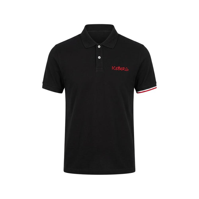 Iceberg Schwarzes Herren-Poloshirt aus Baumwolle
