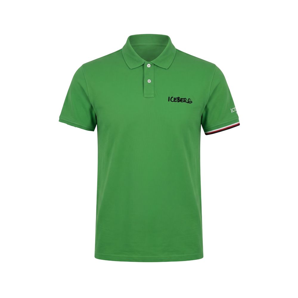 Iceberg grünes Herren-Poloshirt aus Baumwolle mit Logo auf der Brust und kurzen Ärmeln