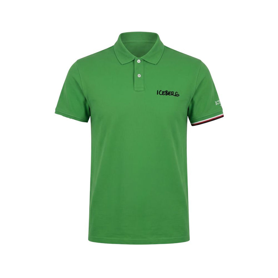 Iceberg grünes Herren-Poloshirt aus Baumwolle mit Logo auf der Brust und kurzen Ärmeln