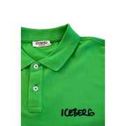 Iceberg grünes Herren-Poloshirt aus Baumwolle mit kurzem Ärmel und Brustlogo