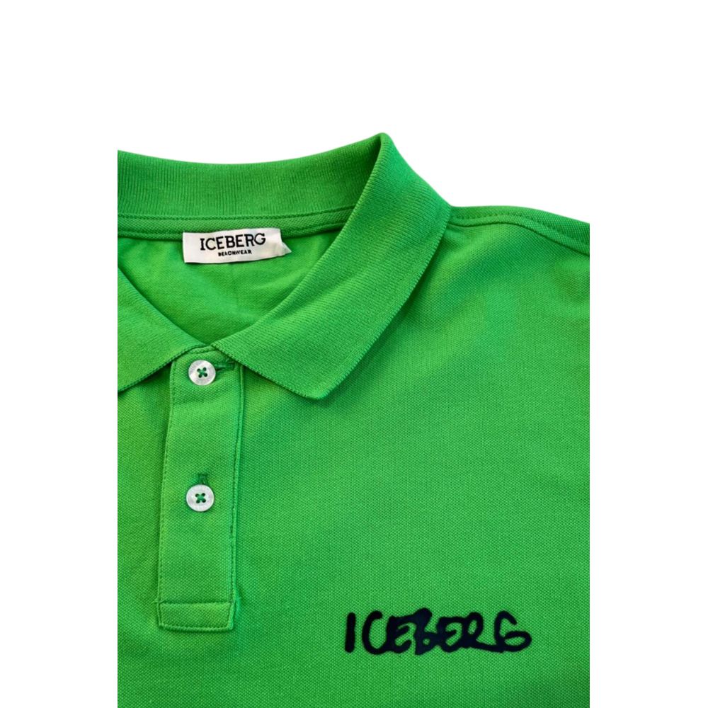 Iceberg grünes Herren-Poloshirt aus Baumwolle mit kurzem Ärmel und Brustlogo