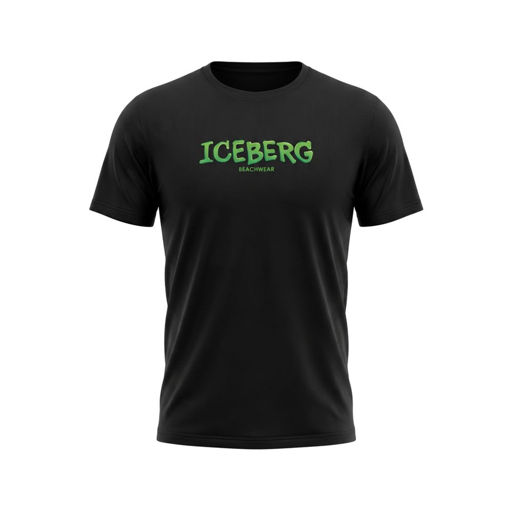 Iceberg Schwarzes Baumwoll-T-Shirt für Herren