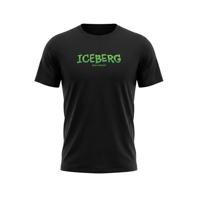 Iceberg Schwarzes Baumwoll-T-Shirt für Herren