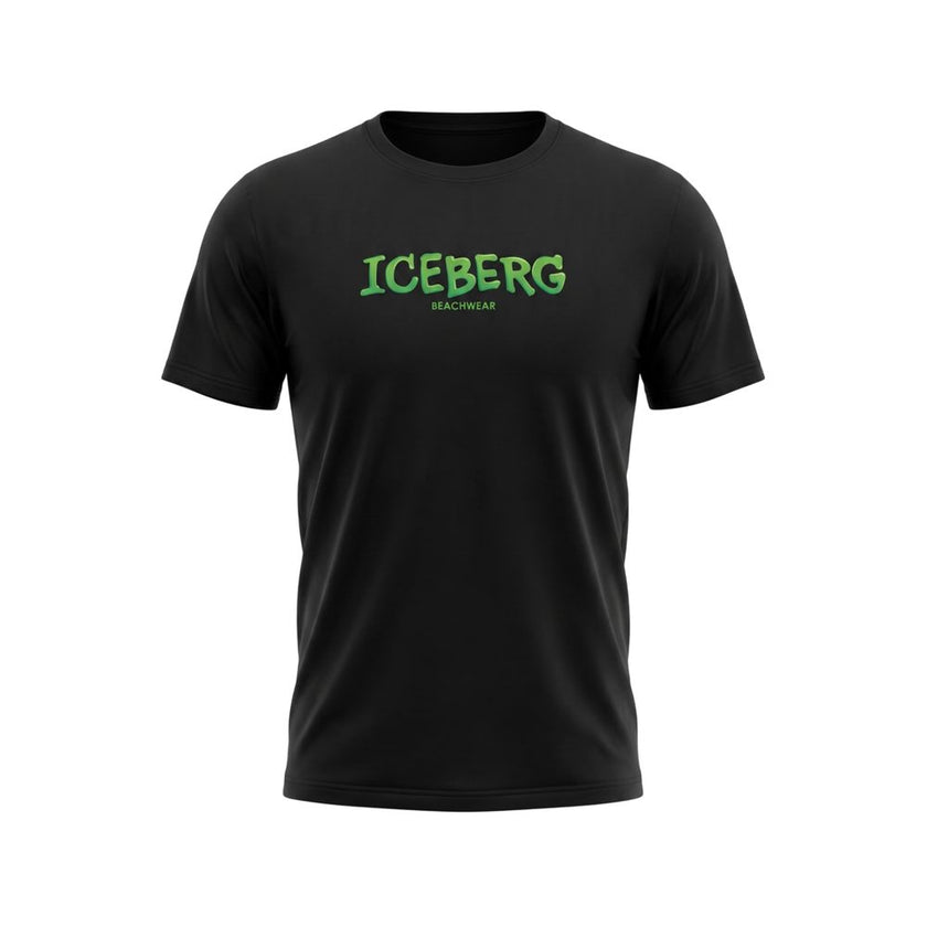 Iceberg Schwarzes Baumwoll-T-Shirt für Herren