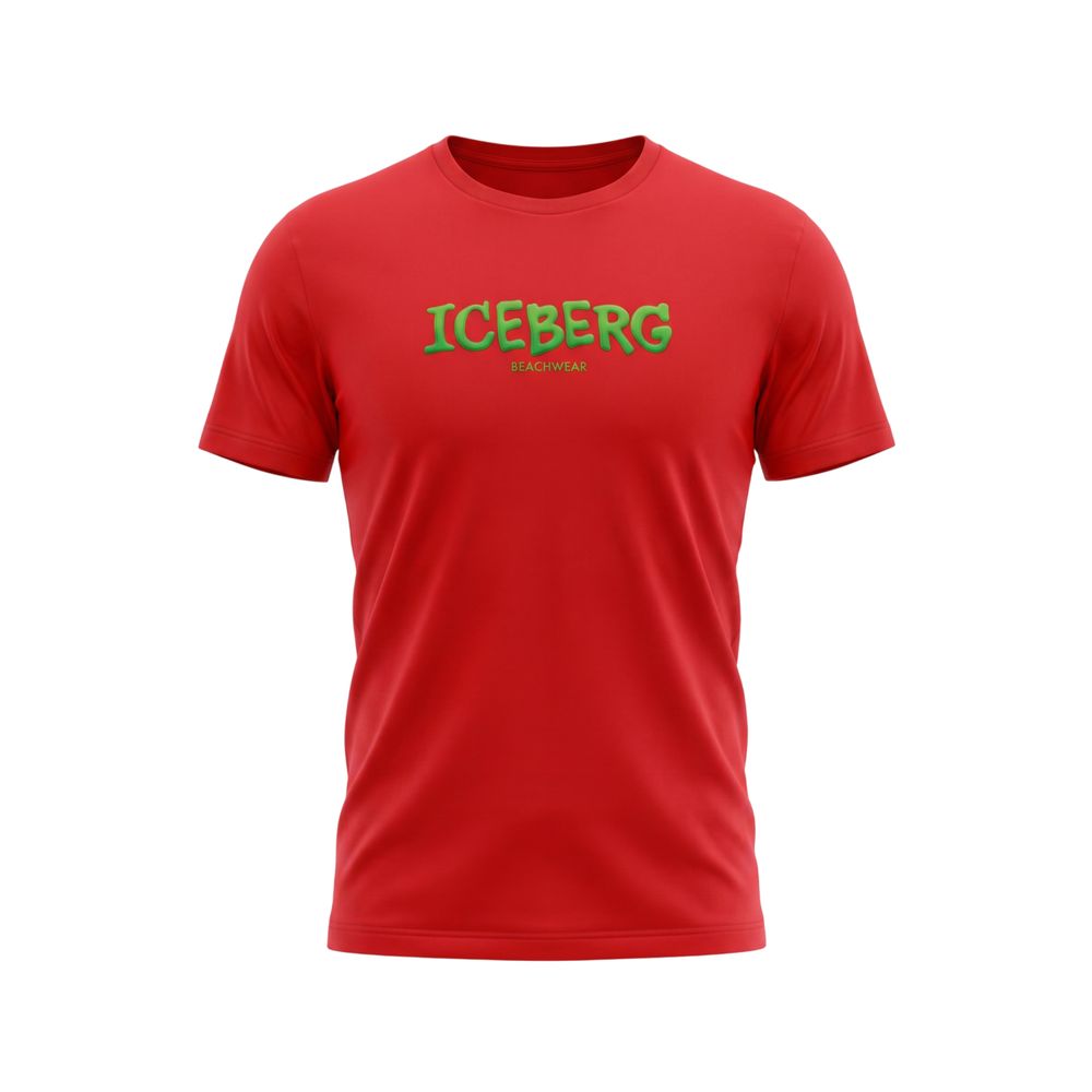 Iceberg Rotes Baumwoll-T-Shirt für Herren