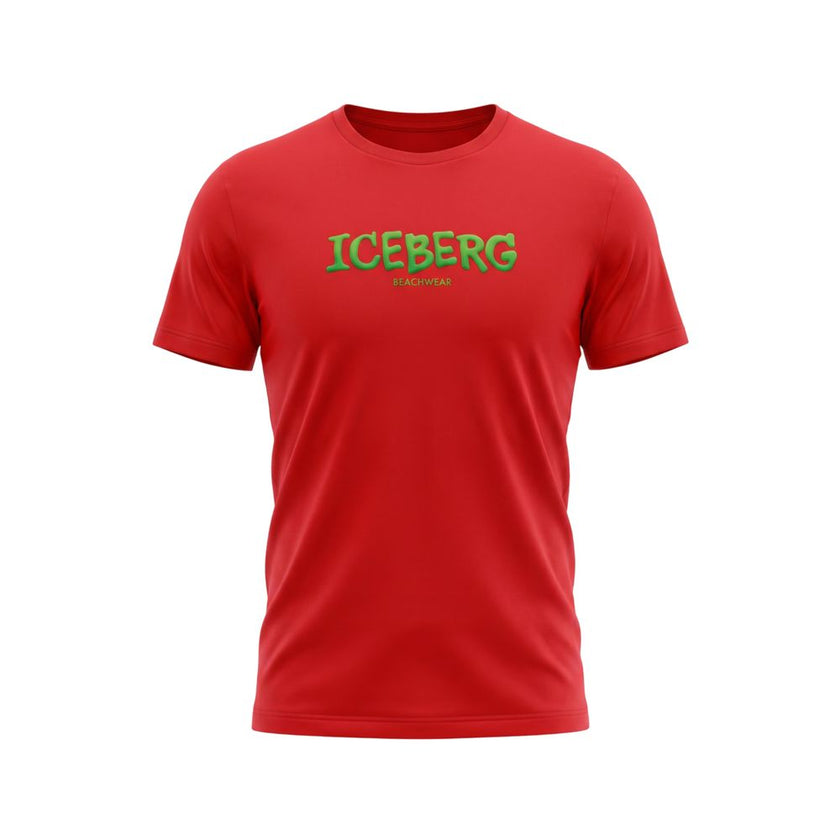 Iceberg Rotes Baumwoll-T-Shirt für Herren