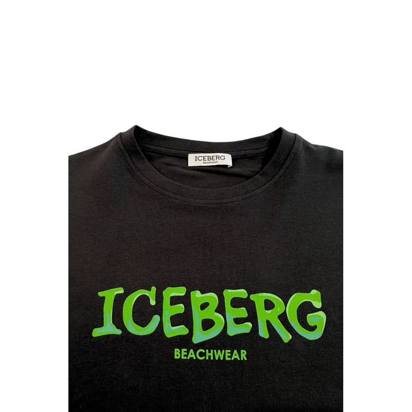Iceberg Schwarzes Baumwoll-T-Shirt für Herren