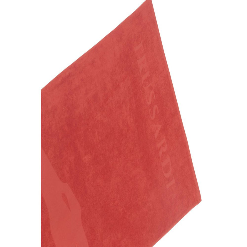 Trussardi Beachwear Rotes Baumwoll-Herren-Badetuch