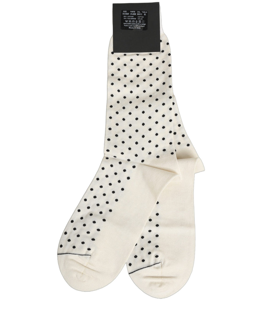 Dolce & Gabbana Off-White Polka-Dot Mid-Calf Cotton Socks