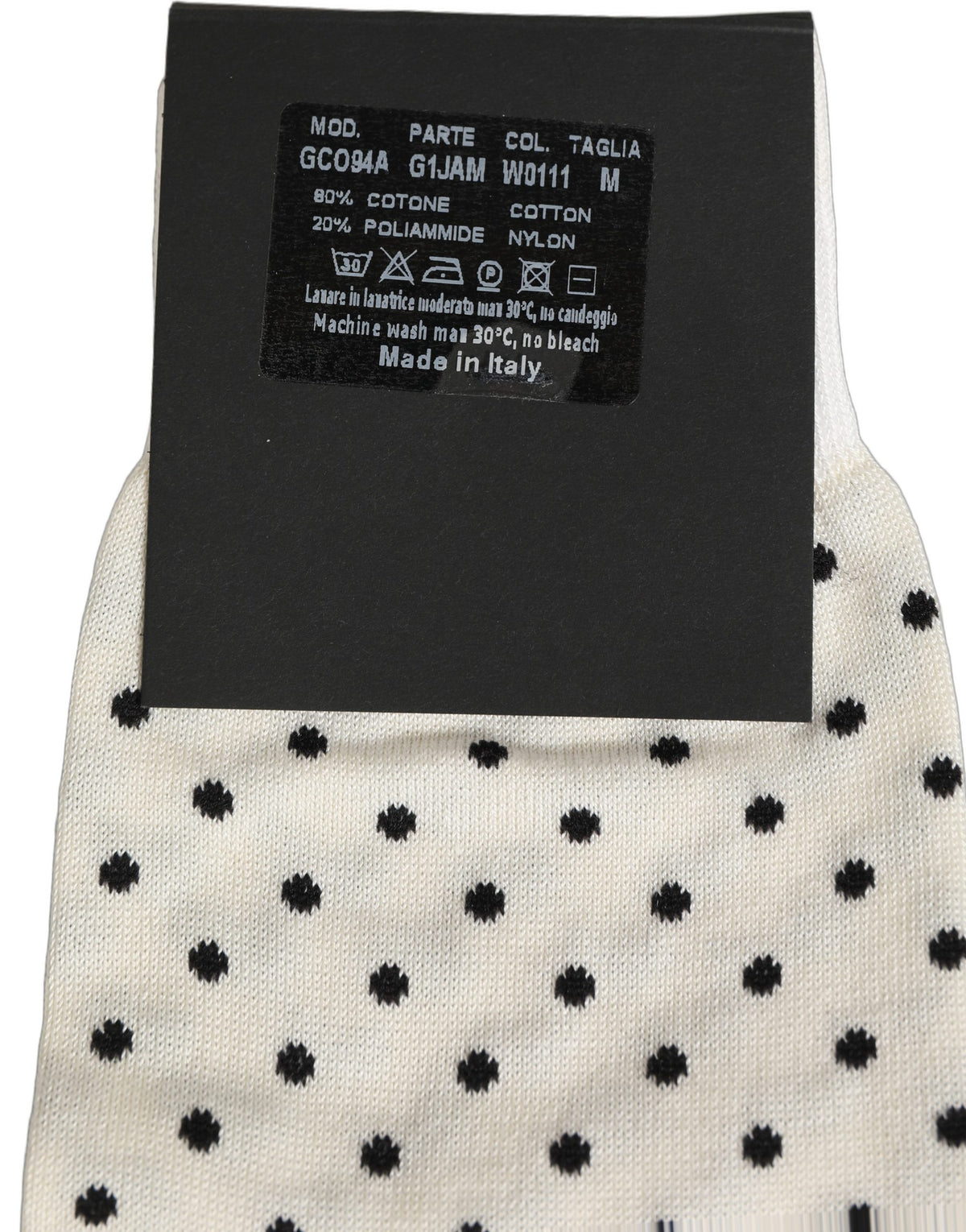 Dolce & Gabbana Off White Baumwollsocken mit Tupfenmuster, mittellang