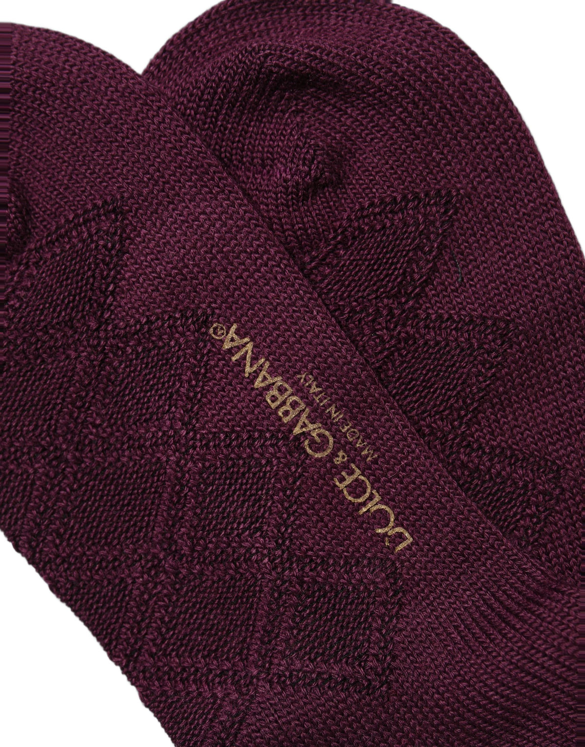 Dolce & Gabbana Kniestrümpfe aus Wolle in Burgunderrot mit Crest-Logo
