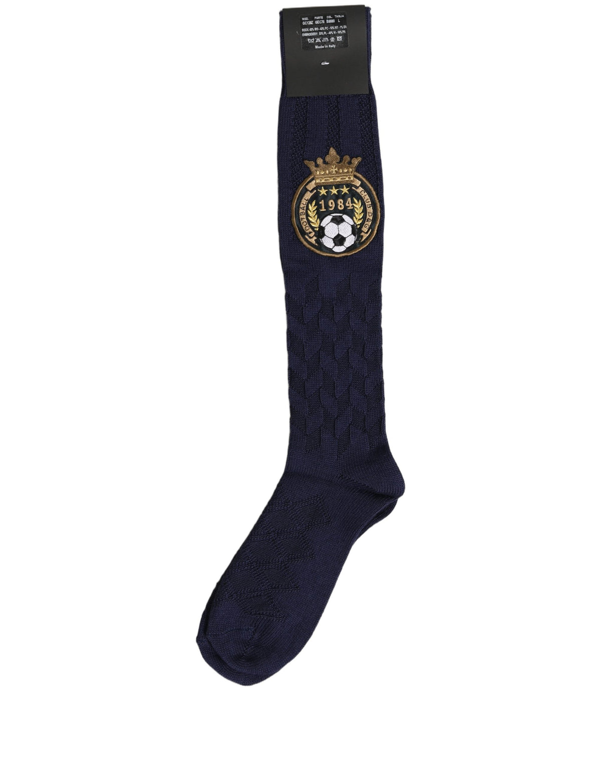 Dolce & Gabbana Kniestrümpfe aus marineblauer Wolle mit Crest-Logo