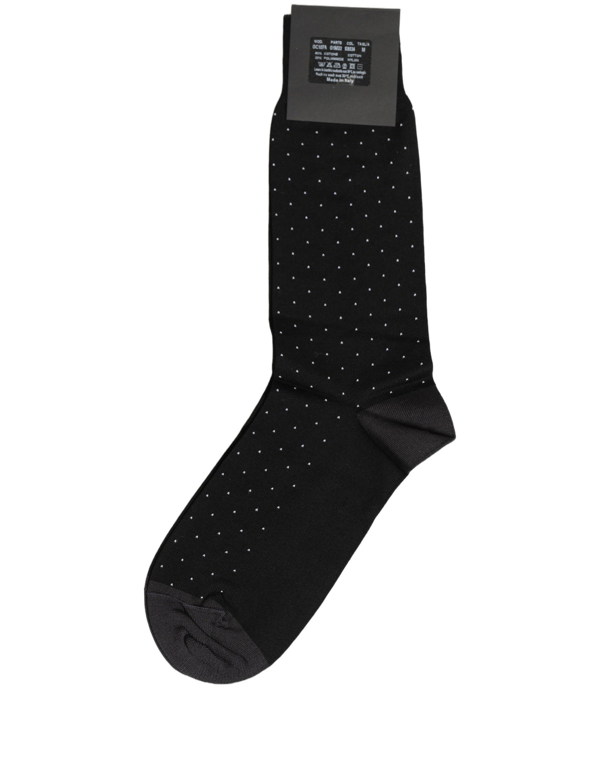 Dolce & Gabbana Herren schwarze Baumwoll-Pünktchen-Socken für mittlere Wadenlänge