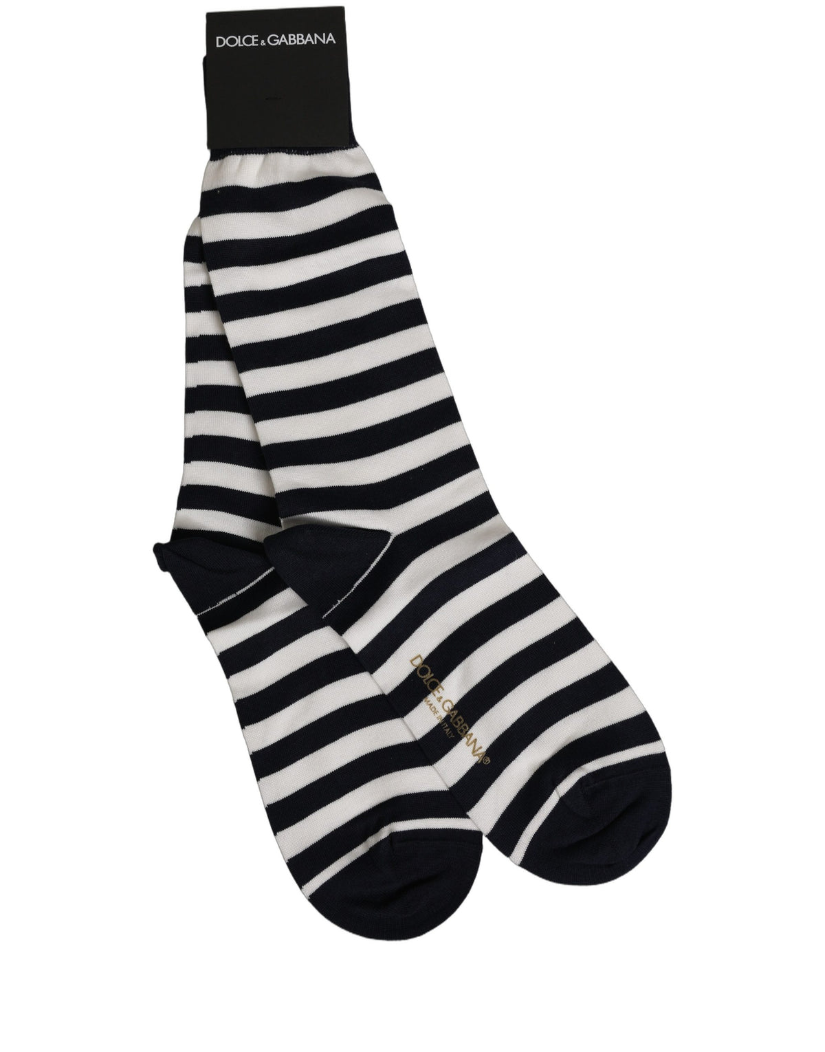 Dolce & Gabbana Mid-calf socks in black and white striped cotton
