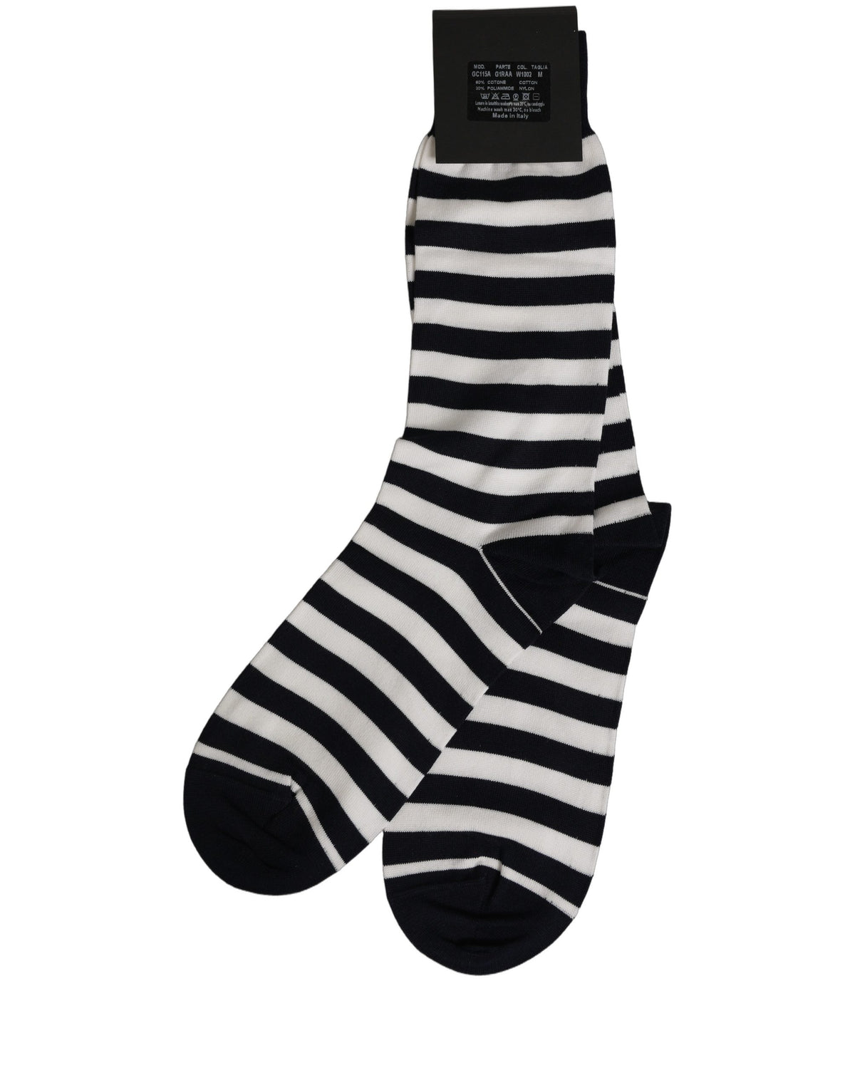 Dolce & Gabbana Mid-calf socks in black and white striped cotton